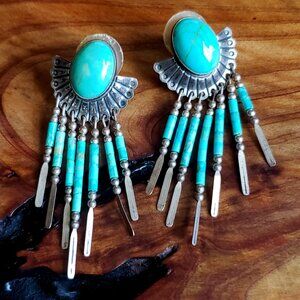 Vintage Q.T Quoc Turquoise Drop Earrings